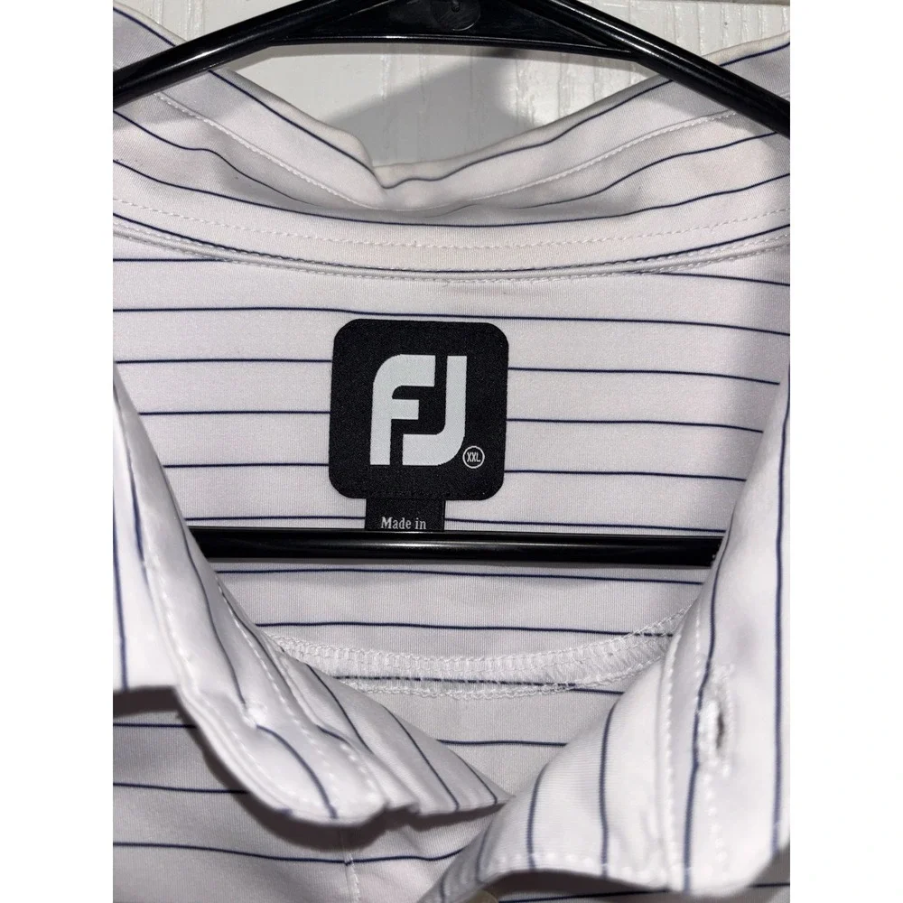 Footjoy Men's Polo Blue & White Striped Golf Shirt Size XXL